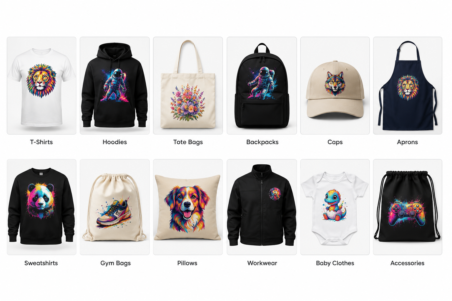 Garments and accessories you can print with DTF transfers